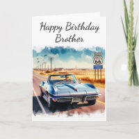 Route 66 Classic Car Happy Birthday Bruder