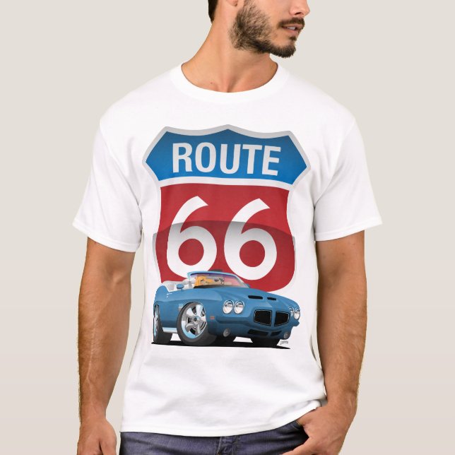 Route 66 Classic Car Nostalgie T-Shirt (Vorderseite)