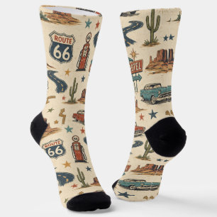Route 66 Classic Car Roadtrip im Americana-Stil Socken