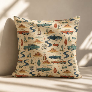 Route 66 Classic Cars Wüsten-Sofa-Akzent Kissen