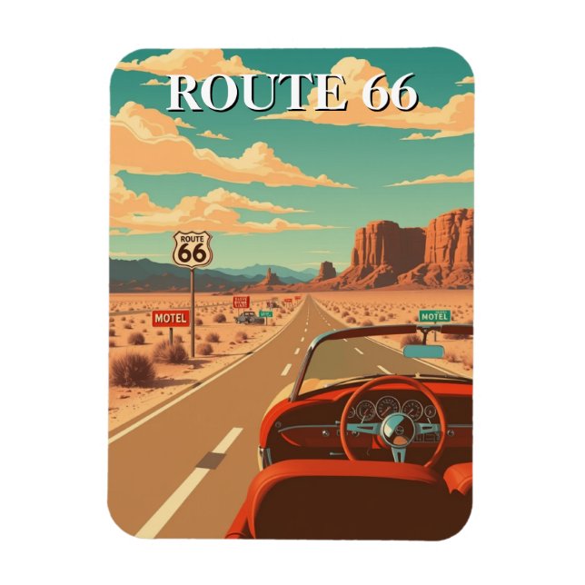 Route 66 Classic Road Trip American Magnet (Vertikal)