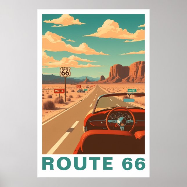 Route 66 Classic Road Trip Travel Art Poster (Vorne)