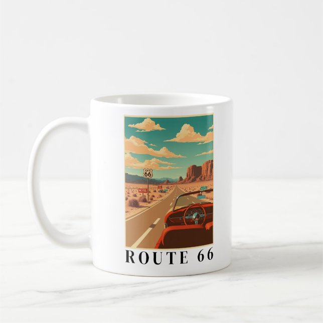 Route 66 Classic Road Trip Vintag Kaffeetasse (Links)