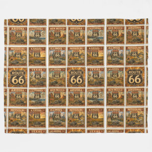 Route 66 Cozy Road Trip Americana Wurf Kunst Fleecedecke