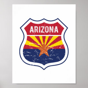 Route 66 der Flagge von Arizona Poster