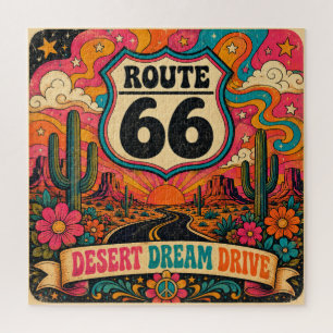 Route 66 Desert Dream Drive Groovy Retro Aktivität Puzzle