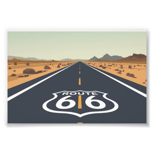 Route 66 Desert Road Vintage Travel Art Fotodruck (Vorne)