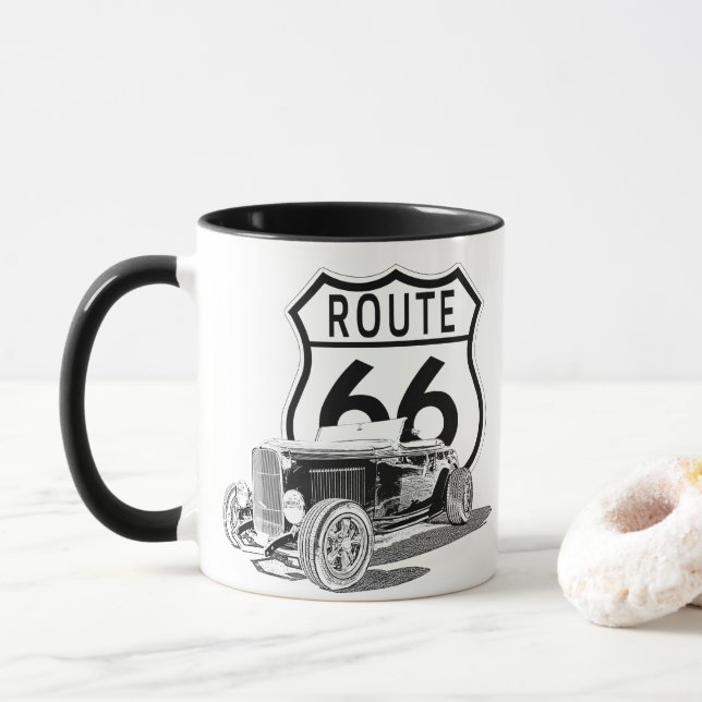 Route 66 Design Kaffeetasse (Mit Donut)