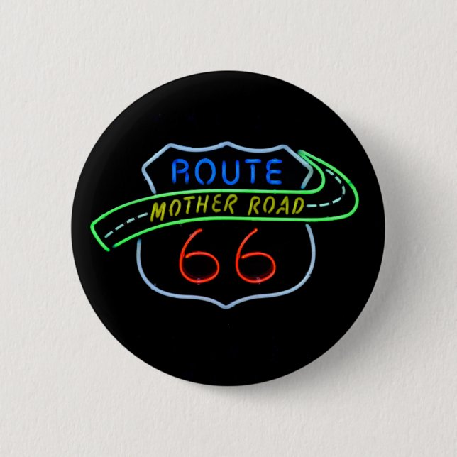 Route 66, Die Mutterstraße, Neon-Schild Button (Vorderseite)