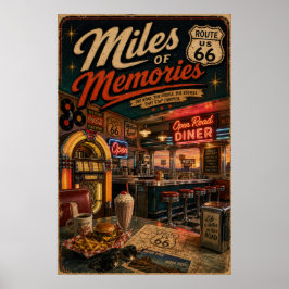 Route 66 Diner Miles Erinnerungen Kunst Poster