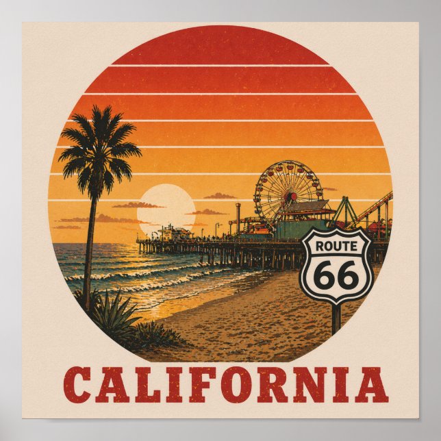 Route 66 End of Trail Santa Monica Poster (Vorne)