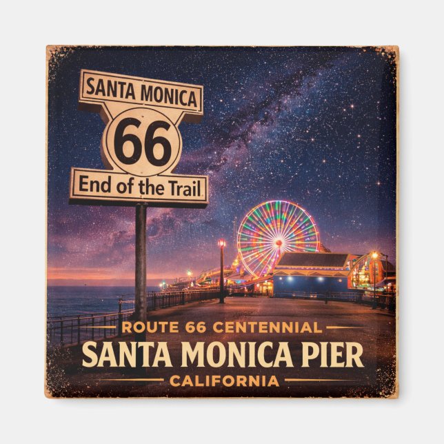 Route 66 End Trail Pier Fridge Kunst Magnet (Vorne)