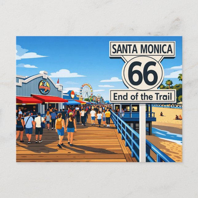 Route 66 Ende des Trails Postkarte (Vorderseite)