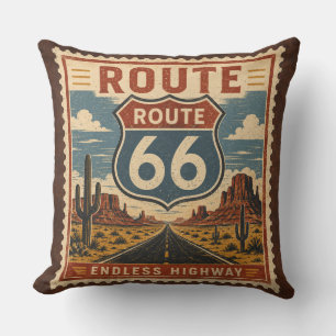 Route 66 Endless Highway Vintage Postage Bettwäsch Kissen