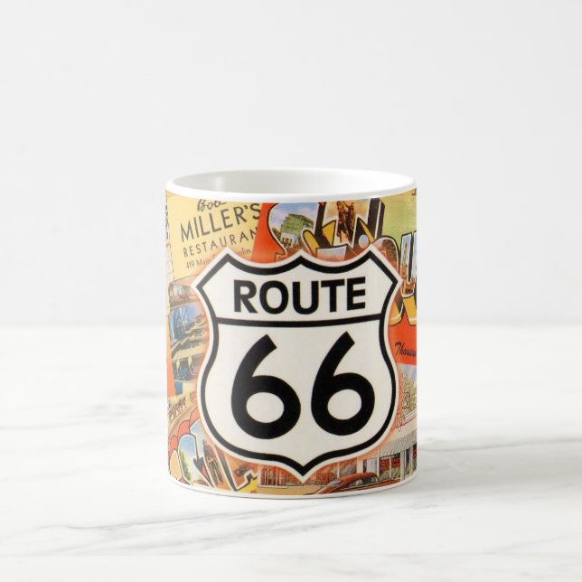 Route 66 Farbige Postkarte Kaffeetasse (Mittel)