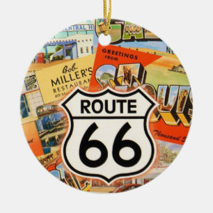 Route 66 Farbige Postkarte Keramik Ornament