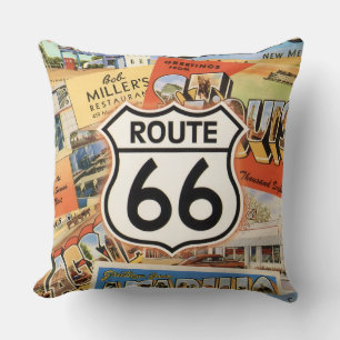 Route 66 Farbige Postkarte Kissen