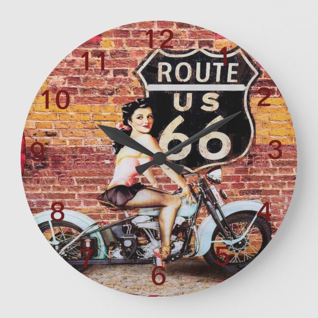 Route 66 Frauen auf der Maueruhr Große Wanduhr (Vorderseite)