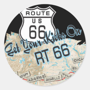 Route 66 Geschenke Runder Aufkleber