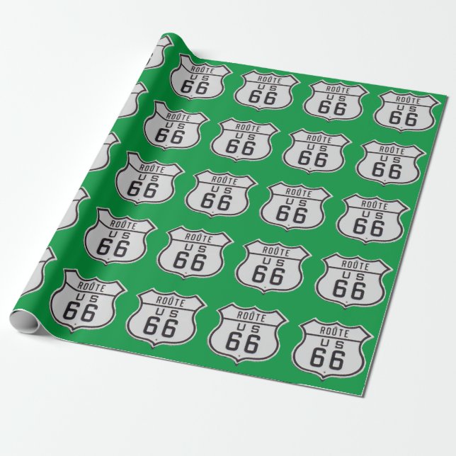 Route 66 Geschenkgutschrift grün Geschenkpapier (Ungerollt)