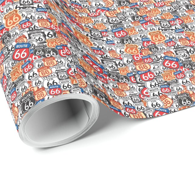 Route 66 geschenkpapier (Rolleneckpunkt)