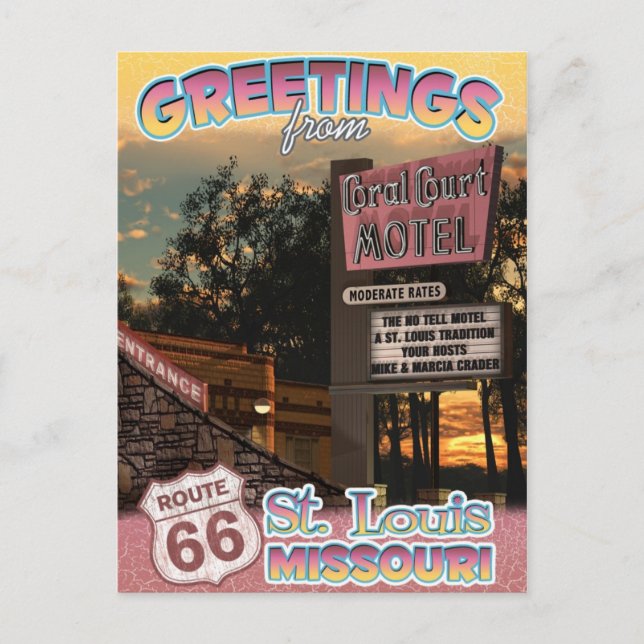 Route 66 Greetings St Louis Missouri Postcard Postkarte (Vorderseite)
