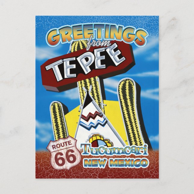 Route 66 Grüße Tucumcari New Mexico Postkarte (Vorderseite)