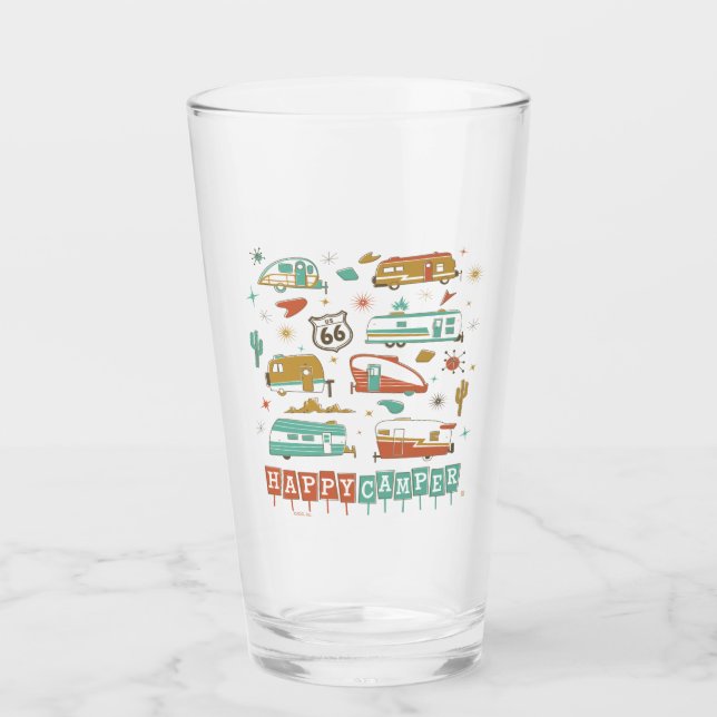 Route 66 Happy Camper Glas (Vorderseite)