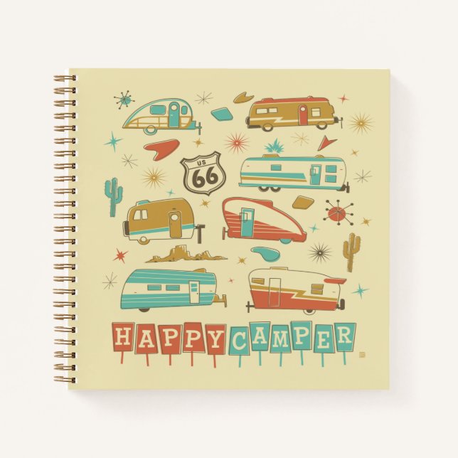 Route 66 Happy Camper Notizbuch (Vorderseite)