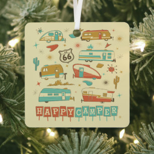 Route 66 Happy Camper Ornament Aus Metall