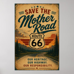 Route 66 Heritage Highway Erhaltungsdekoration Poster