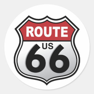 Route 66 Historischer US-Highway-Aufkleber Runder Aufkleber