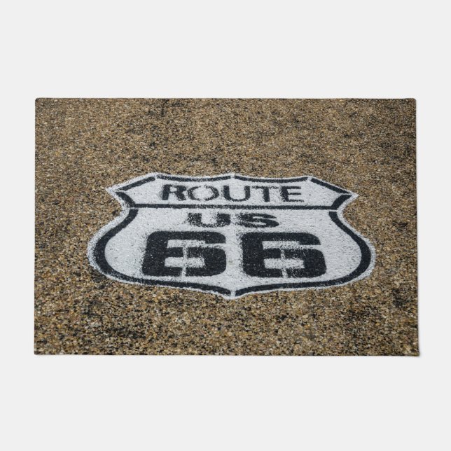 Route 66 im US-Highway Shield auf Gehsteig gestric Fußmatte (Vorderseite)