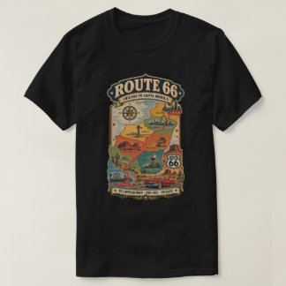 Route 66 Karte Chicago bis Santa Monica Vintage T-Shirt