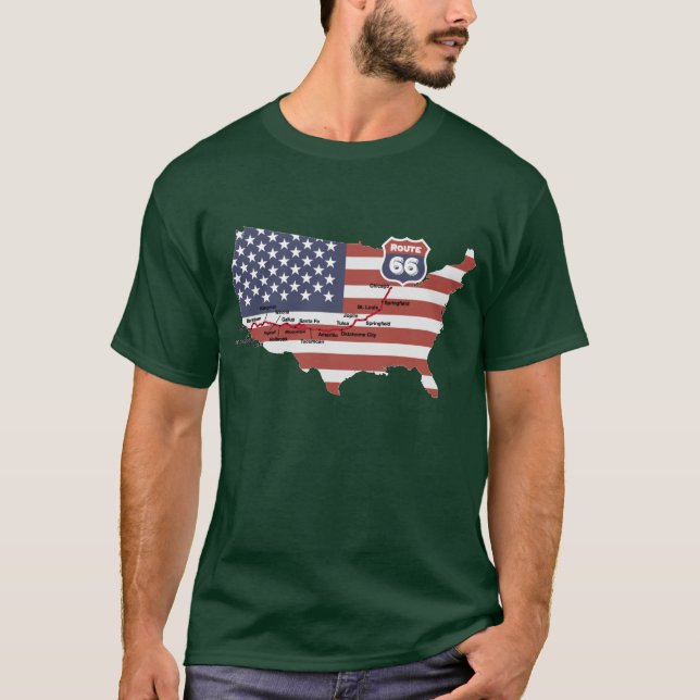 Route 66 Karte T-Shirt (Vorderseite)