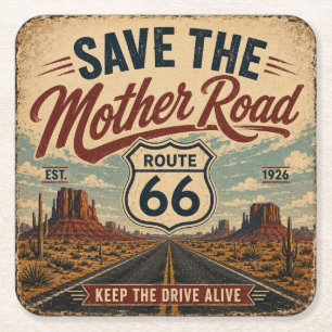 Route 66 Keep The Drive Alive Schreibwaren Rechteckiger Pappuntersetzer