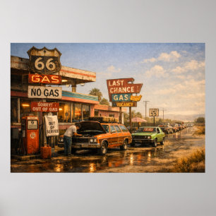 Route 66 Letzte Tankstelle Poster