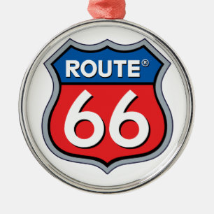 Route 66-Logo Silbernes Ornament