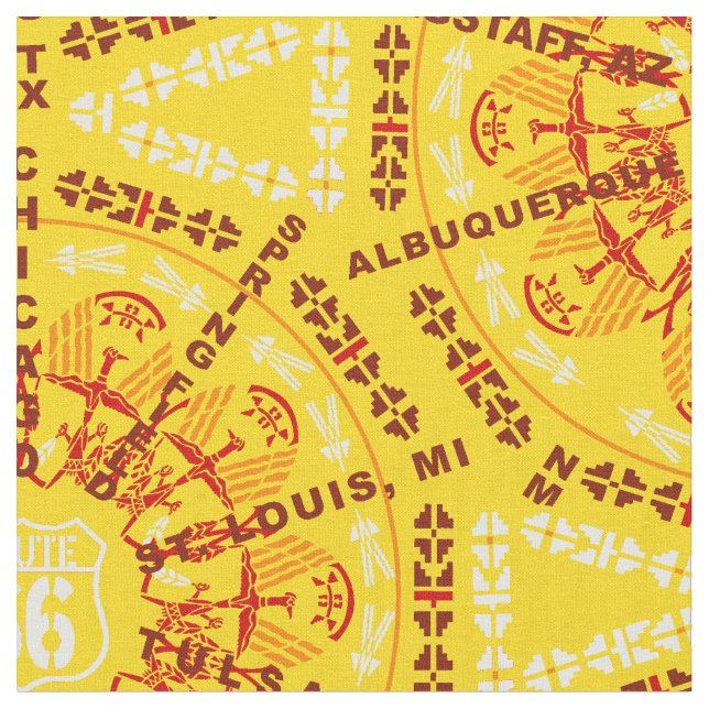 Route 66 Medallion in Golden Gelb Stoff (Nahaufnahme)
