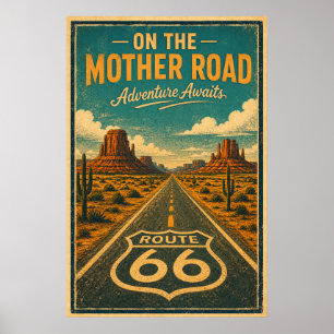 Route 66 Mother Road Abenteuer Wandkunst Poster