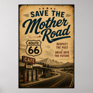 Route 66 Mother Road Cafe Highway Erbe Poster