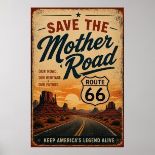 Route 66 Mother Road Desert Americana Legacy Kunst Poster