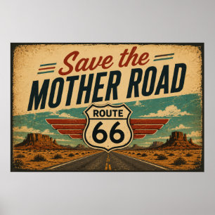 Route 66 Mother Road Wüstenblick Poster