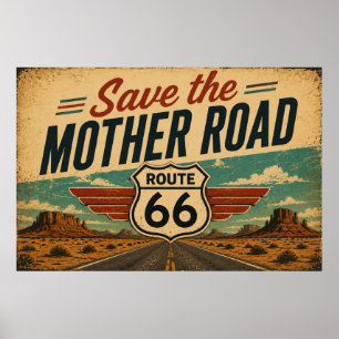 Route 66 Mother Road Wüstenblick Poster