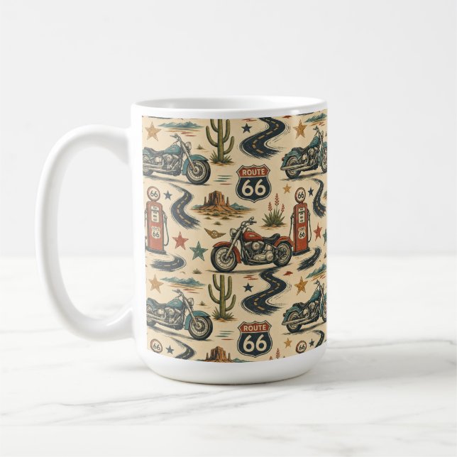 Route 66 Motorrad Retro Coffee Corner Stil Kaffeetasse (Links)