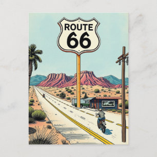 Route 66 Motorrad Road Trip Vintage Reise Postkarte