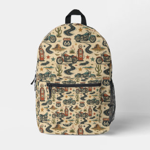 Route 66 Motorradschule Travel Americana Bedruckter Rucksack