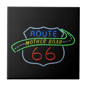 Route 66, Mutterstrasse, Neon-Zeichen Fliese