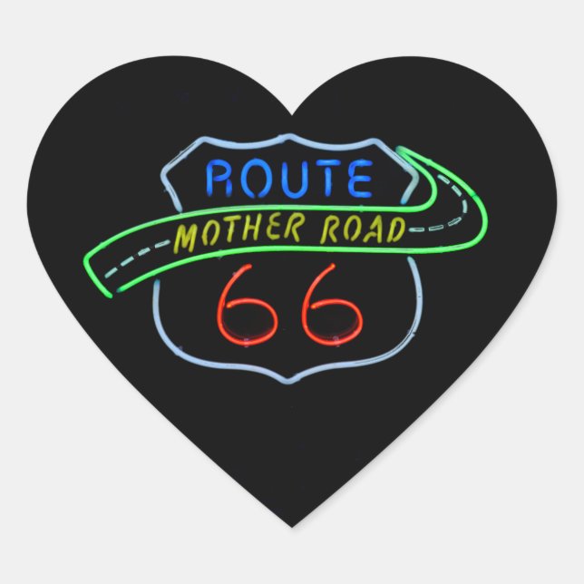 Route 66, Mutterstrasse, Neon-Zeichen Herz-Aufkleber (Vorderseite)