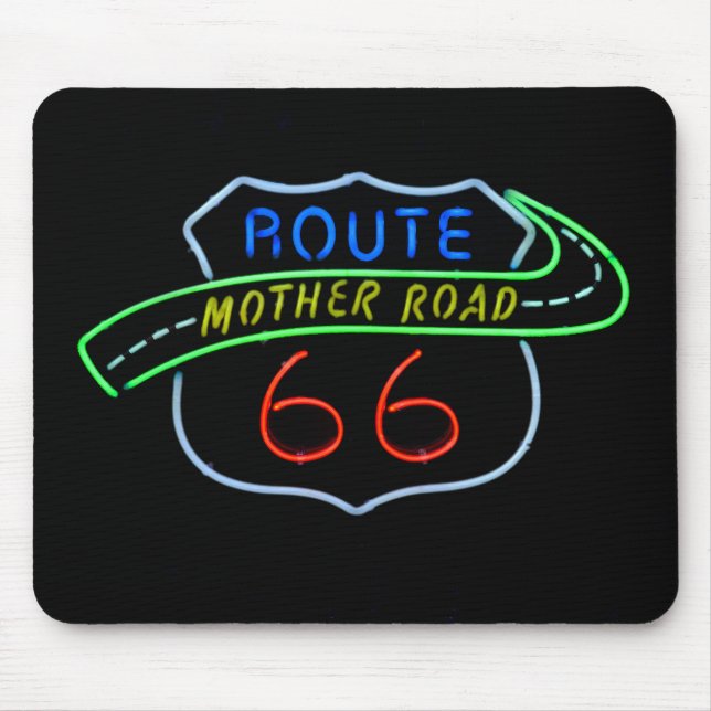 Route 66, Mutterstrasse, Neon-Zeichen Mousepad (Vorne)